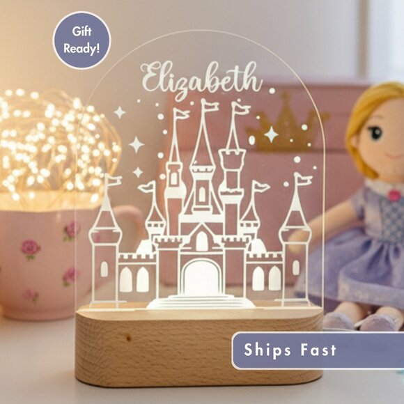 Personalized Castle Night Light – Custom LED Lamp for Kids - Picture 1 of 8